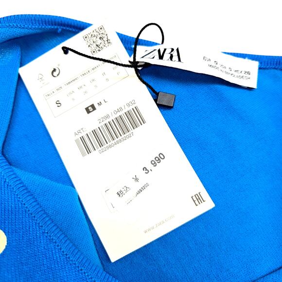 NWT ZARA Small Women's One Shoulder Blue Dot Dress Miss Size 4 6 S New Tags - Picture 4 of 6